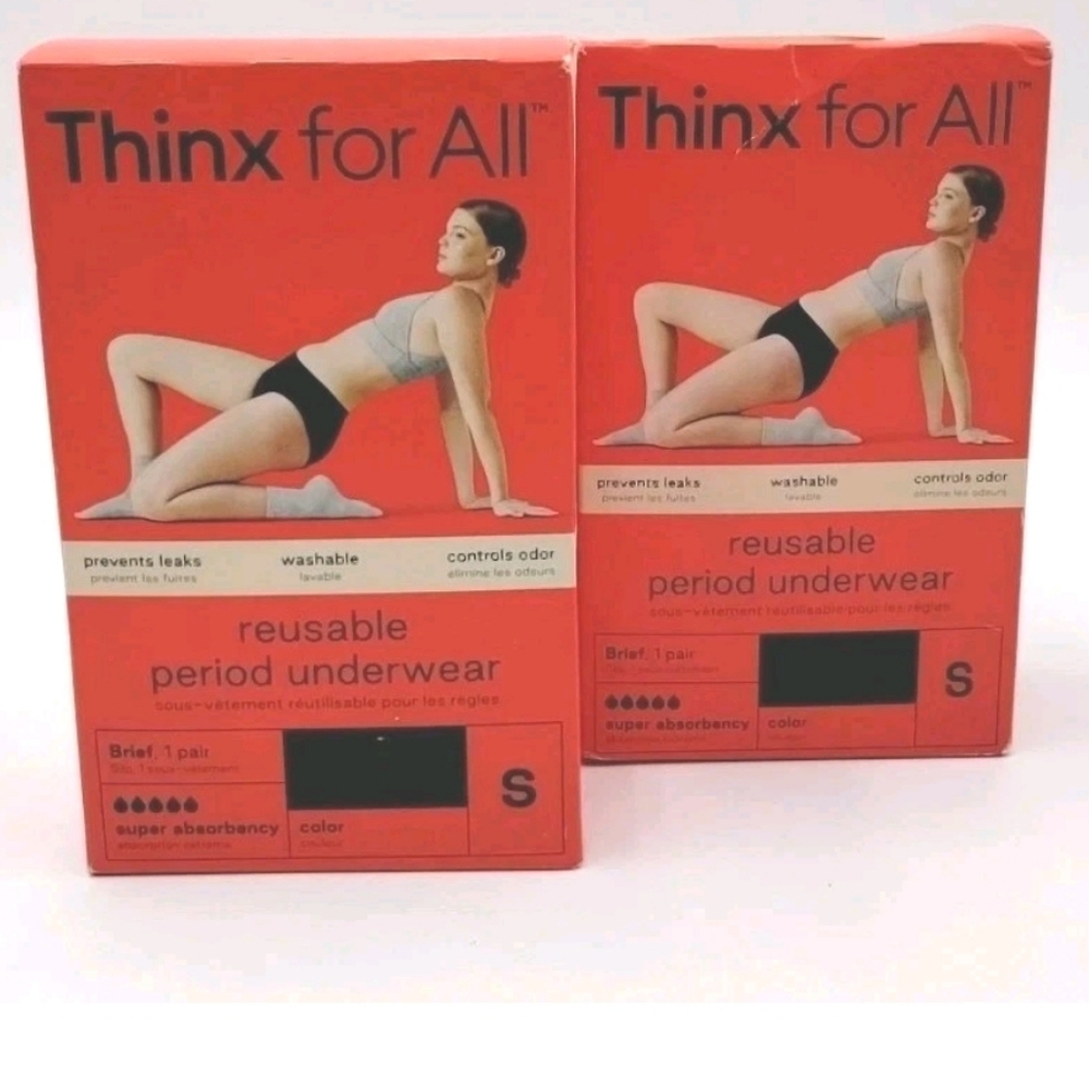 Thinx for All Reusable Period Underwear Panties Black Lot Of 2 Size Small New
